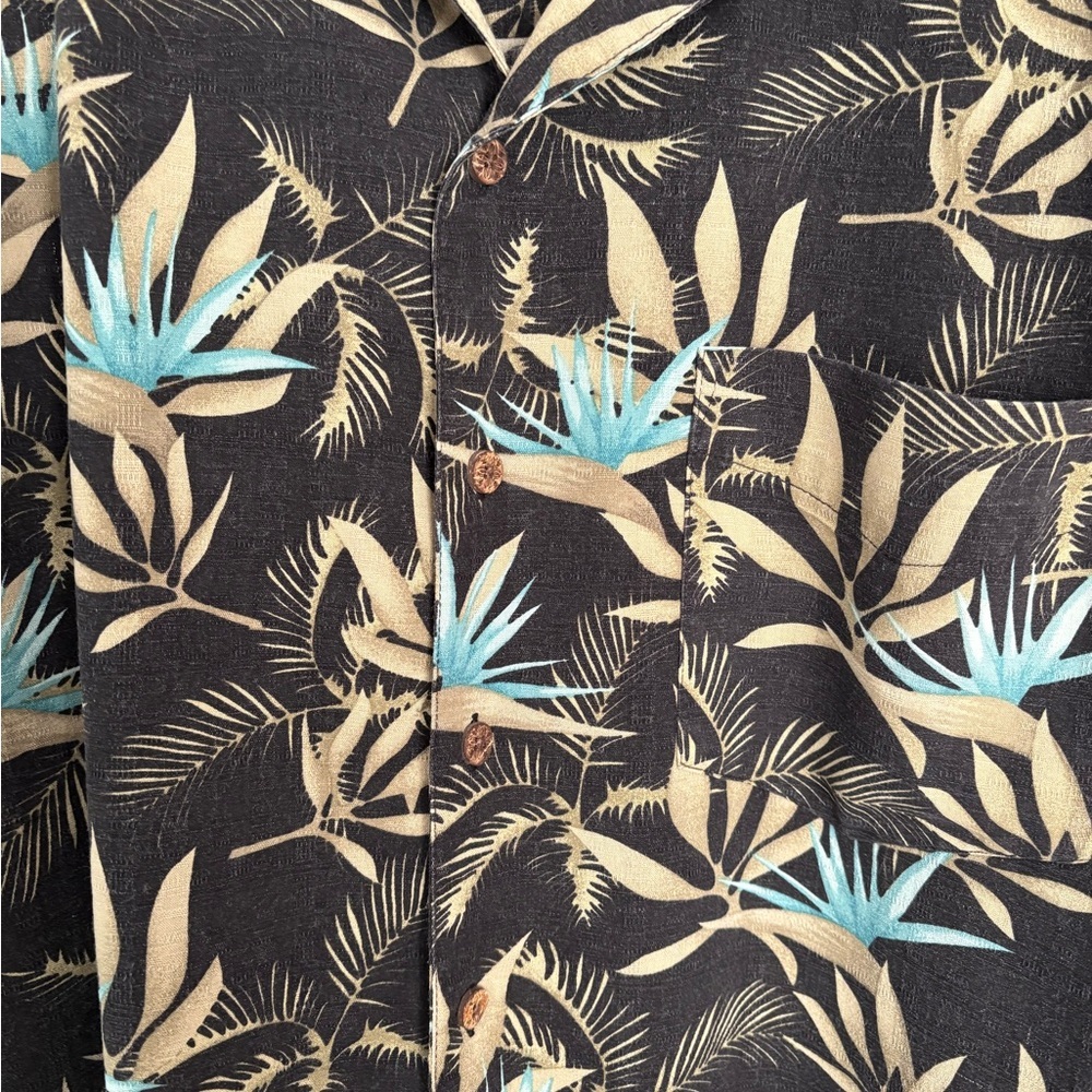 Solitude Mens Button Up 100% Washable Silk Floral Hawaiian Cruise Shirt Large - Picture 6 of 11